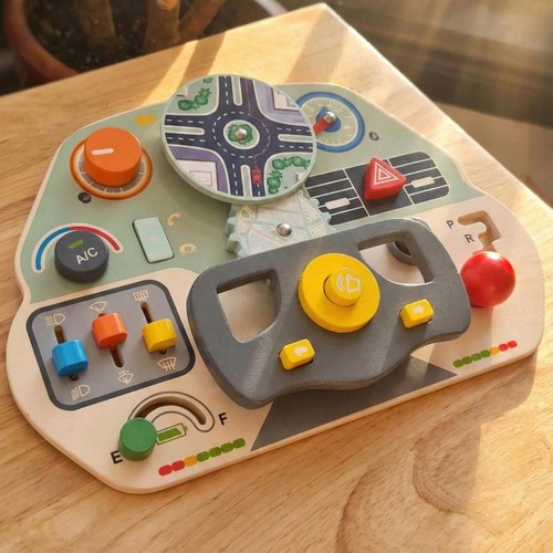 Wooden interactive car - wooden, busy