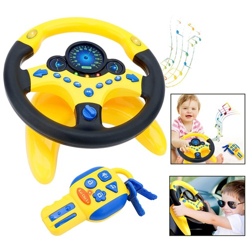 Yellow kids steering - steering, wheel