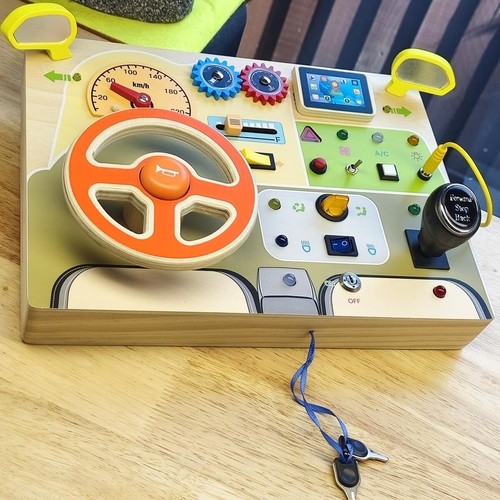 Wooden busy board led - led, steering